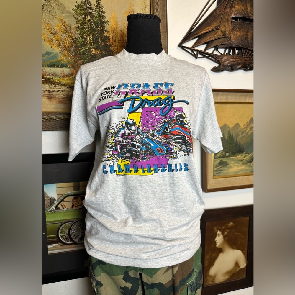 Vintage 1991 New York State GRASS DRAGS Championship Tshirt Screen Stars Size M